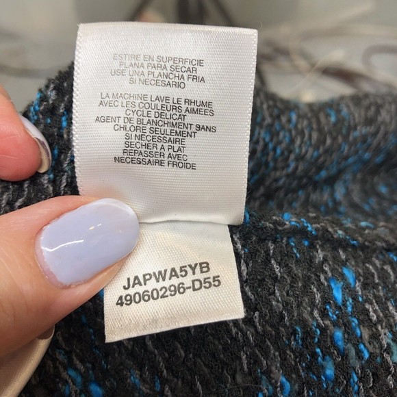 Evan Picone Women's Cardigan Sweater Size XL 1 Button Black Gray Blue Heather - Picture 9 of 12